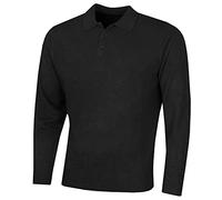 Island Green Men's Golf IGKNT2062 Supersoft Fine Knit Placket Sweater, Black, Medium