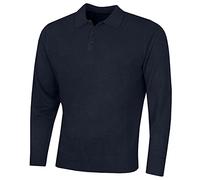 Island Green Men's Golf IGKNT2062 Supersoft Fine Knit Placket Sweater, Navy, Large