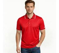 Island Green Men's Golf Polo Shirt with 2 Way Stretch Breathable Fabric Moisture Wicking Quick-Dry Short Sleeve Sports T-Shirt for Men Adults Outdoor Running Gym and Work (Red, X-Small)