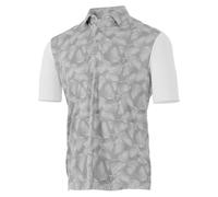 Island Green Mens Golf Tropical Leaves Polo Shirt (Silver/White) - Grey - Size Large