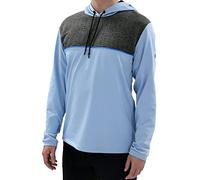 Island GREEN Men's Men's Hooded Top Layer With Contrast Yoke Sweater, Aqua/Charcoal Marl, XL UK