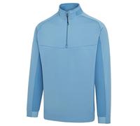 Island Green Men's Quarter Zip Long Sleeve Pique Brushed Thermal Top Layer, Airforce Blue, XL