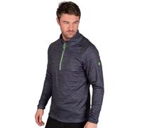 Island GREEN Mens 1/4 Zip Raglan Sleeve Top Layer Sweater, Charcoal Marl/Lime, M UK