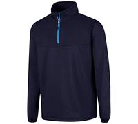 Island GREEN Mens Rib Yoke 1/4 Zip Top Layer Stretch Golf Sweater Pullover Navy/Aqua Large