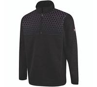 Island GREEN Mens Top Layer 1/4 Zip Printed Yoke Stretch Thermal Golf Sweater Pullover Black XL