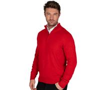 Island Green Men's Zip Neck Supersoft Knit Jumper in Red | Size: Small Island Green Red S