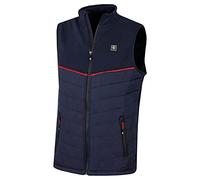 Island GREEN Mens Zip Through Quilted Gilet - Navy/Red - XL
