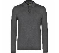 ISLAND GREEN SUPERSOFT FINE KNIT BUTTON NECK GOLF JUMPER - CHARCOAL MARL