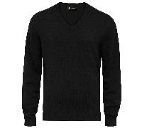 ISLAND GREEN SUPERSOFT FINE KNIT V NECK GOLF JUMPER - BLACK