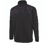 ISLAND GREEN TECH CHEST PRINT THERMAL 1/4 ZIP PULLOVER - BLACK