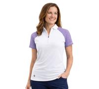 Island Green Women's Geo Print Ribbed Collar Polo Shirt in White | Size: Medium Island Green White M