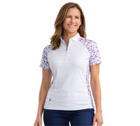 Island Green Women's Leopard Print Back & Sleeves Polo Shirt in White | Size: Large Island Green White L