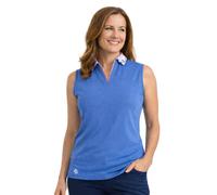 Island Green Women's Leopard Print Collar Sleeveless Polo Shirt in Pale Blue | Size: Large Island Green Pale Blue L