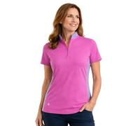 Island Green Women's Mandarin Collar Geo Print Golf Polo in Raspberry | Size: Medium Island Green Raspberry M