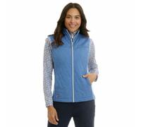 Island GREEN Women's Padded Quilted Gilet - Lightweight Zip Through Bodywarmer Vest, Water Resistant Sleeveless Jacket with Stretch Panels for Golf, Walking & Outdoor Wear, Blue, L