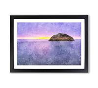 Island in Moonstone Beach Trinidad Painting Framed Print | A2 Black Framed Wall Art | Ready to Hang | Modern Beach Picture | Living Room Bedroom Lounge Office