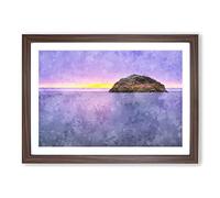 Island in Moonstone Beach Trinidad Painting Framed Print | A2 Walnut Framed Wall Art | Ready to Hang | Modern Beach Picture | Living Room Bedroom Lounge Office