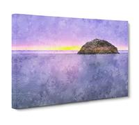 Island In Moonstone Beach Trinidad Painting Modern Art Canvas Wall Art Print Ready to Hang, Framed Picture for Living Room Bedroom Home Office Décor, 30x20 Inch (76x50 cm)