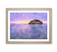 Island In Moonstone Beach Trinidad Painting Modern Art Framed Print | A2 Oak Framed Wall Art | Ready to Hang | Modern Beach Picture | Living Room Bedroom Lounge Office