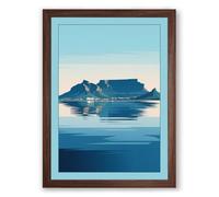 Island in Still Waters Minimalist Framed Wall Art Print A2 (59.4×42cm) Walnut, Wall Decor for Living Room, Bedroom, Office & Home, Ready to Hang, Art Gift