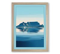 Island in Still Waters Minimalist Framed Wall Art Print A4 (29.7×21cm) Oak, Wall Decor for Living Room, Bedroom, Office & Home, Ready to Hang, Art Gift