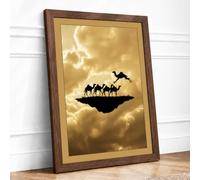 Island in the Clouds Surrealism Framed Wall Art Print A2 (59.4×42cm) Walnut, Wall Decor for Living Room, Bedroom, Office & Home, Ready to Hang, Art Gift