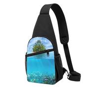 Island in The Middle of The Sea Casual Sling Bag Crossbody Shoulder Pack,Durable Polyester Chest Bag with Multiple Pockets and Key Holder,Adjustable Strap for Men Women