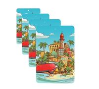 island of cuba Car Air Freshener Cards Set of 4 Pieces Long Lasting Hanging Scented Cards for Bedroom Wardrobe Car Aromatherapy Tablets for Men Women Rearview Mirror Pendant