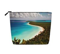 island of cuba Fake Hemp Makeup Bag Single Layer Zipper Cosmetic Bag Accessories for Women Black One Size Black One Size, Black/White, One Size