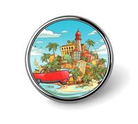 Island Of Cuba Lapel Pin for Men Giraffe Sunset Fashion Brooch Pin -Cute Enamel Badges, Aluminum Alloy Metal Pinback for Hats, Shirts, Bags, Jackets & Accessories (1 Inch Round Button Pins)