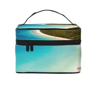 island of cuba Portable Travel Makeup Case with Zipper Versatile for Large Capacity Makeup Bag, Polyester, Black, One Size, Black/White, One Size