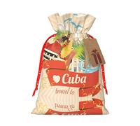 island of cuba Print Christmas Bags with Drawstrings, Christmas Treat Pouches, Party Favor Bags M