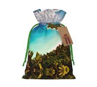 Island Of Cuba Print Drawstring Pouches For Gifts,Reusable Fabric Gift Bags,For Holiday And Party Presents
