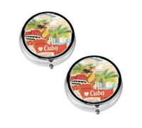 Island of Cuba Print Pill Box 3 Compartment Medicine Pill Case,Portable for Pocket Or Purse Pill Organizer Decorative Metal Medicine Vitamin Organizer Unique Gift