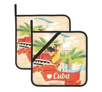 island of cuba Print Pot Holders Sets â€“ Heat Resistant Potholders, 2-Pack Kitchen Oven Mitts for Baking, BBQ, Microwave