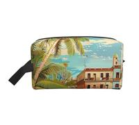 Island of Cuba Printed Cosmetic Case with Handle, Lightweight Compact Storage for Makeup, Toiletries & Gadgets, Make up Organiser for Travel, School, Work