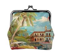 island of cuba Printed Kiss-Lock Coin Purse for Women, Compact Stylish PU Leather Change Pouch for Cards, Coins, Essentials