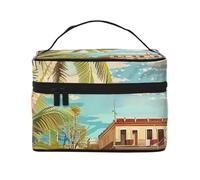 Island of Cuba Printed Travel Makeup Bag Spacious Portable Cosmetic Organiser with Handle, Large Capacity Toiletry Bag, Gift for Women Girls