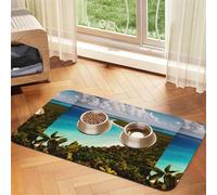 Island Of Cuba Printing Pet Absorbent Leather Tablecloth For Dogs Cats Food Mat 23.62in*15.75in 4mm Thick