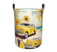 Island Of Cuba Round Single-Layer Laundry Basket With Handles, Water-Resistant Oxford Fabric Hamper For Bedroom, Bathroom, Kitchen Storage