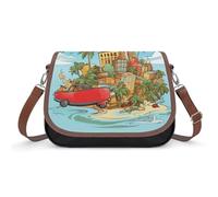 Island of Cuba Shoulder Bag for Women Small Crossbody Bag PU Leather Underarm Handbag with Adjustable Strap Cute Hobo Purses for Daily Commute Travel
