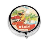 Island of Cuba This Small, Round, Three-Compartment Travel Pill Box is Perfect for Storing Daily medications, Vitamins, and on-The-go.