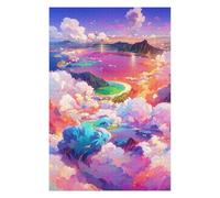 Island Paradise Beyond The Clouds Artistic Wooden Jigsaw Puzzle for Adults, 1000 PCS