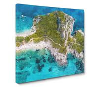 Island Paradise In Corfu Greece Canvas Print | Gallery Wrapped 30mm Frame Wall Art | 14x14 inches | Ready to Hang | Modern Picture | Living Room Bedroom Lounge Office