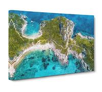 Island Paradise In Corfu Greece Canvas Print | Gallery Wrapped 30mm Frame Wall Art | 30x20 inches | Ready to Hang | Modern Picture | Living Room Bedroom Lounge Office