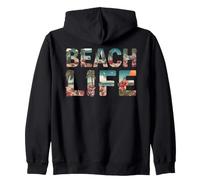 Island Paradise Palm Trees Ocean Graphic Zip Hoodie