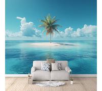 Island Pattern Photo Wallpaper Tropical Island Palm Trees Wall Mural - Wall Paper 250 × 175 cm / 98.4" × 68.8" - Non-Woven Wallpaper, 3D Effect Wall Mural Modern Decoration Poster Picture