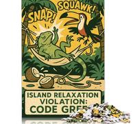 Island Relaxation Violation Code Green Puzzle Jigsaws 500 Pieces for Adults Wooden Puzzle Jigsaws for Adults Family Activity Jigsaw Puzzles 500pcs (52x38cm)