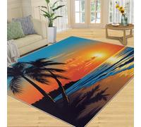 Island Scenery Area Rug, Tropical Islands Rug & Home Decor, Beach Rugs for Living Room, Washable Rugs for Bedroom, Non Slip Low Pile Floor Mats - 140x200 cm