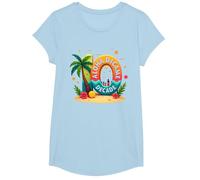Island Style at 10: Aloha Dicamae Decade Hawaii Birthday T-Shirt, Girls, Baby Blue, Large
